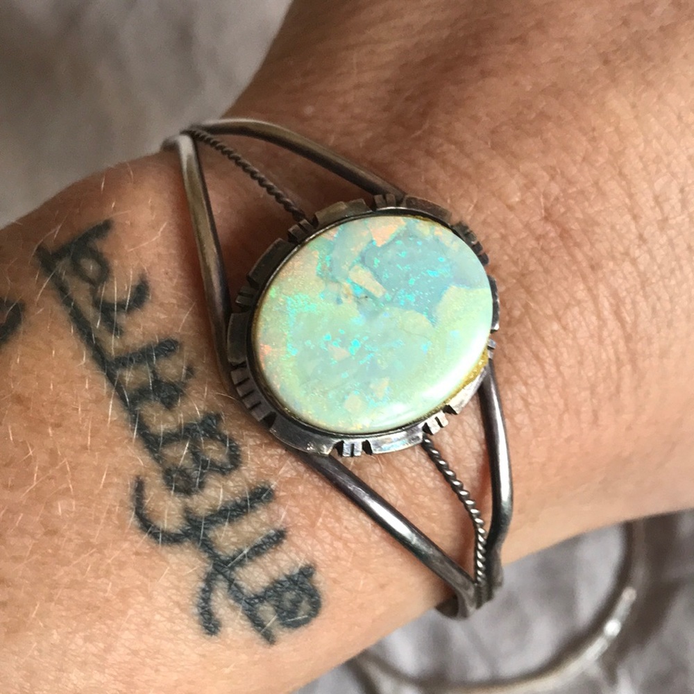 Fire Opal and sterling Cuff bracelet